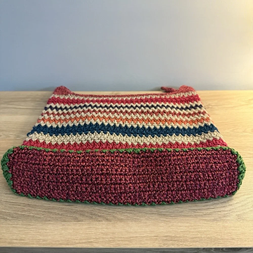 The Sak Crochet Shoulder Bag Multicolor Knit Stripe Hobo Purse Boho Slouch Tote - Picture 3 of 11